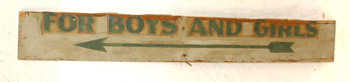 Antique wooden painted sign "For Boys And Girls" - 54" long x 7 1/2"