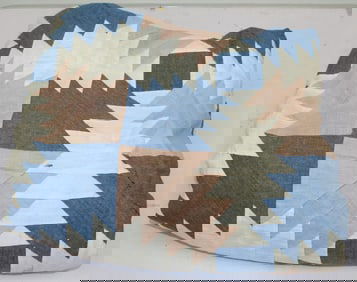 Antique blue, white & pink quilt top - 84"x92"