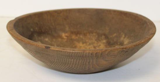 antique wooden chestnut bowl in old surface - 9" diam