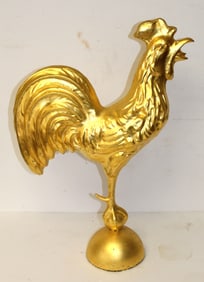 Large full bodied gilt copper rooster - 24" tall x 15" wide