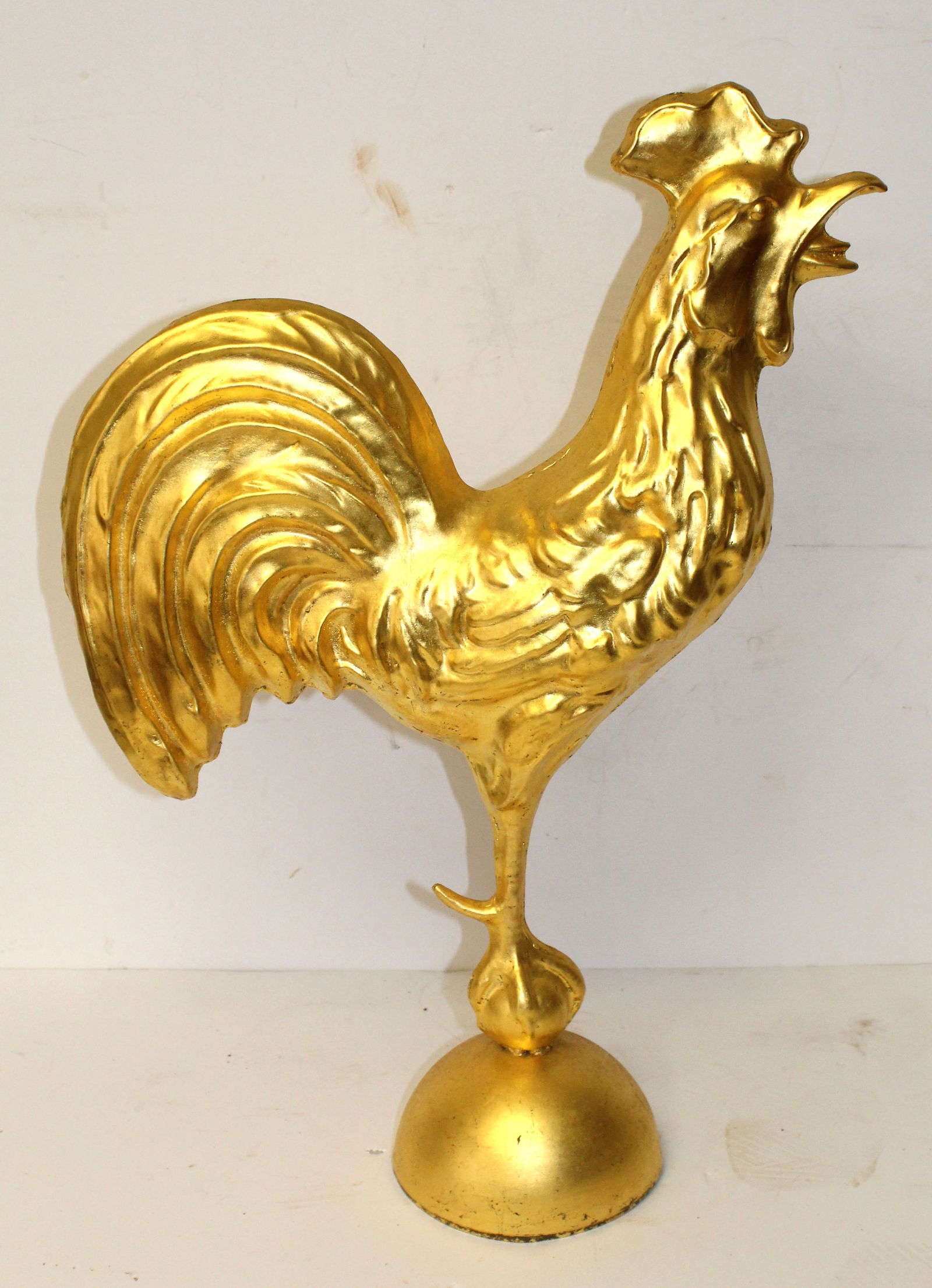 Large full bodied gilt copper rooster - 24" tall x 15" wide: Large full bodied gilt copper rooster - 24" tall x 15" wide