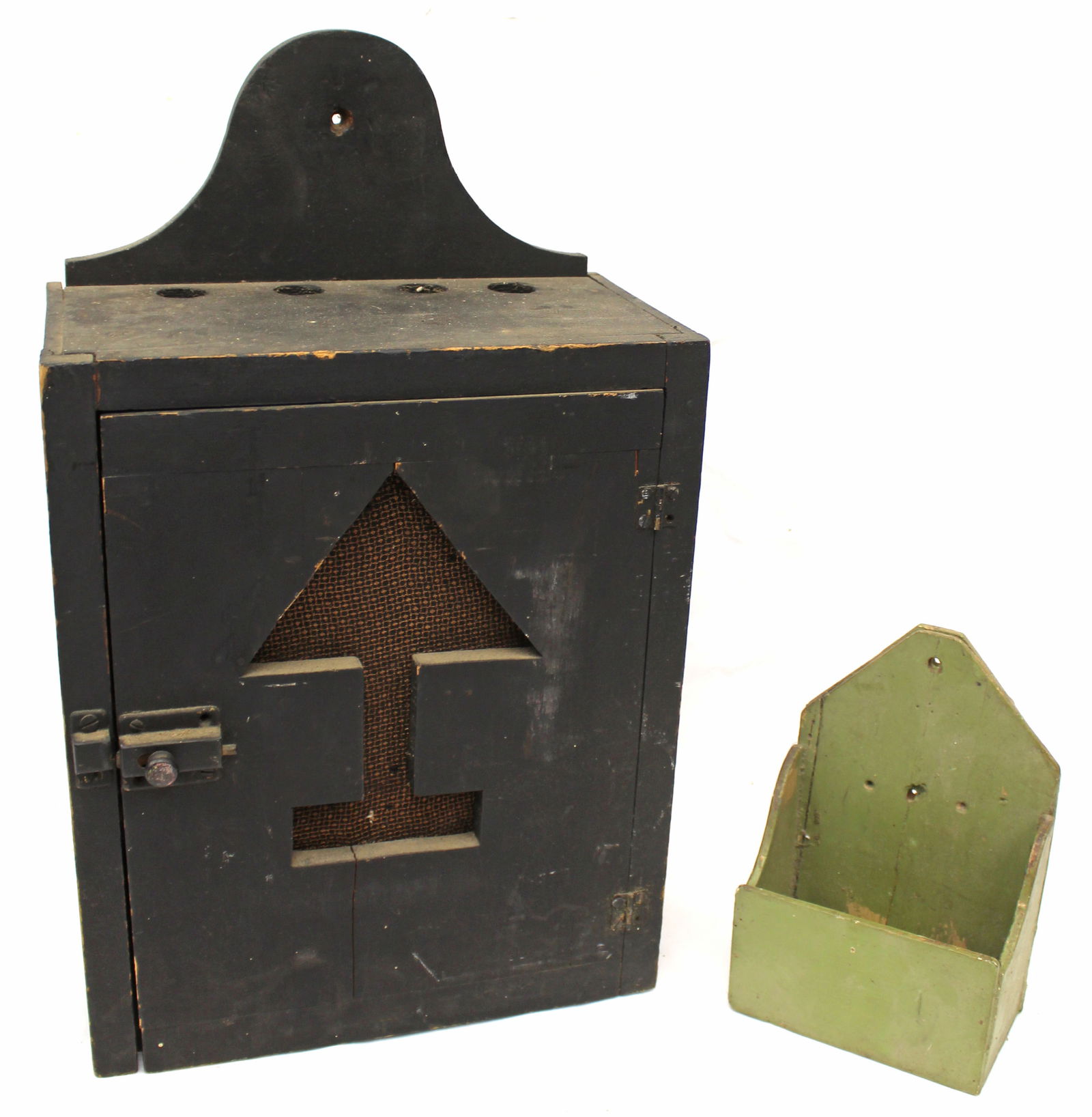 Lot of 2 antique style wall boxes - 17 1/2" tall x 11"x6" & 7 1/2"x5"x3" (1 of 6)