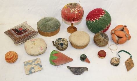 Antique sewing/pin cushion lot