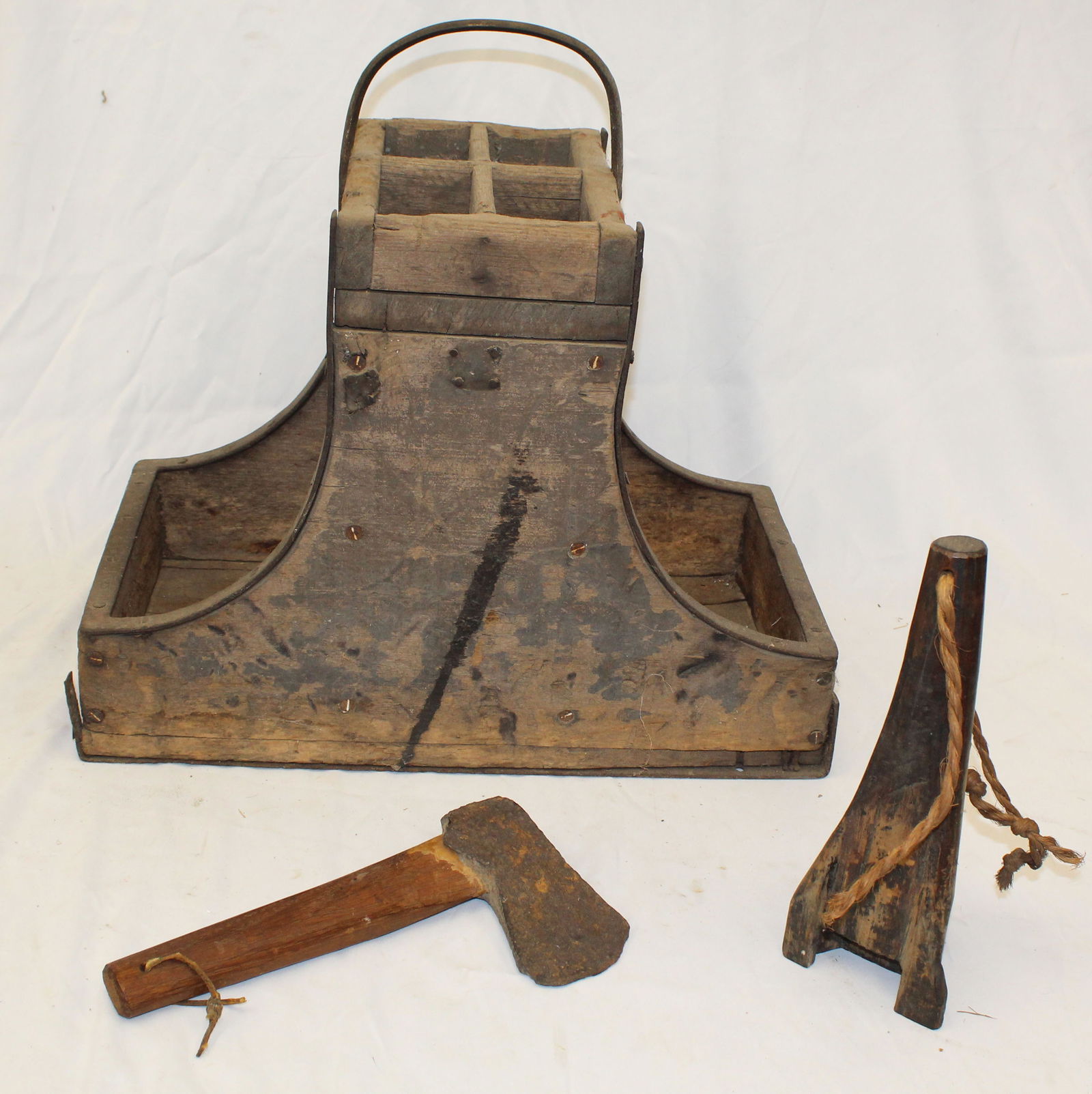 Antique Ferrier's box w ax & other tool - 20" tall x 18" long x 12" deep (1 of 6)