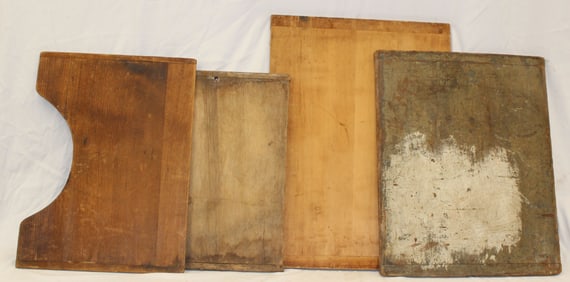 Lot of 4 antique large wooden cutting boards