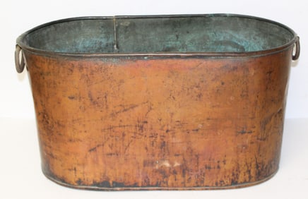 Antique copper oval wash tub