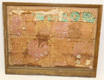Antique fireboard w wallpaper remnants - 30 1/2"x39"