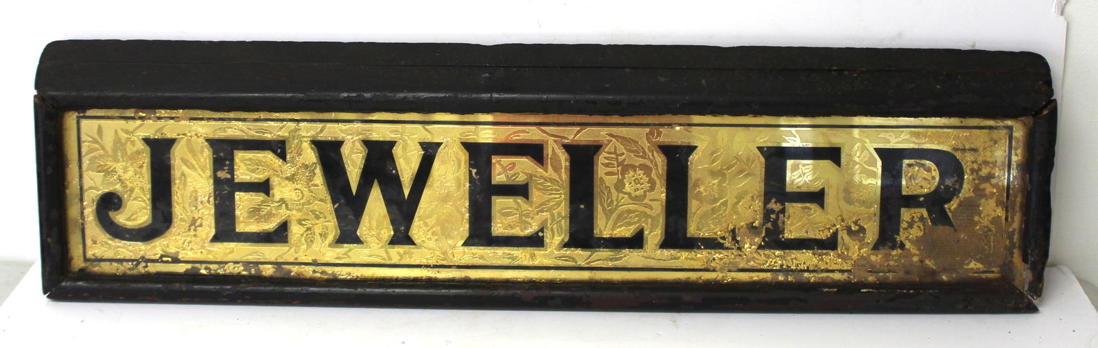 Antique reverse painted on glass sign "JEWELLER" - as found (1 of 9)