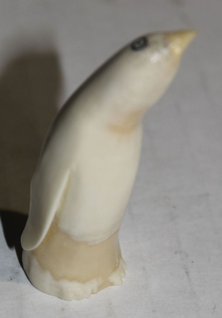 Chinese carved tusk in form of penguin - 2" tall: Chinese carved tusk in form of penguin - 2" tall