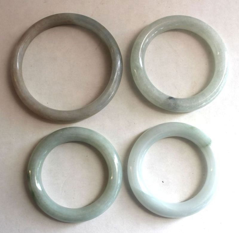 8 Chinese jade child bangle bracelets - approx 2" : 8 Chinese jade child bangle bracelets - approx 2"