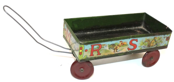ABC Tin toy wagon - 3" tall x 9" long x 3 1/2" wide