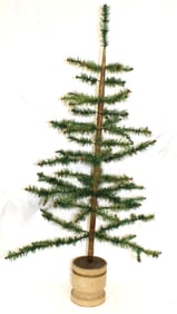 Antique feather tree in wooden painted base - 43 1/2" tall