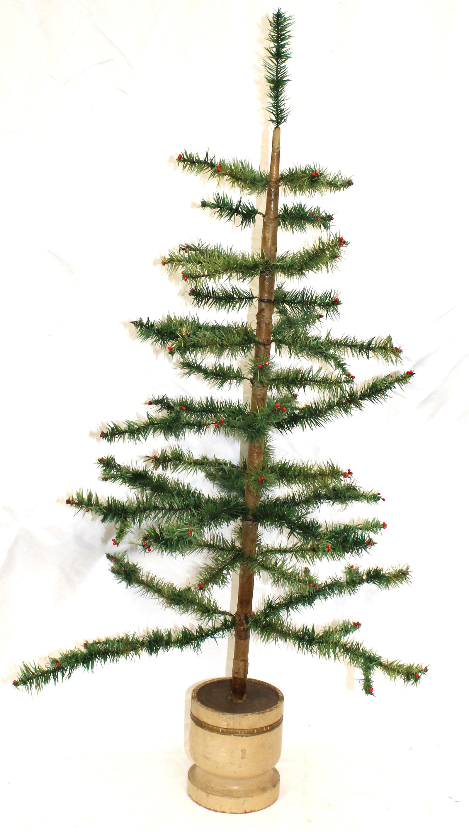Antique feather tree in wooden painted base - 43 1/2" tall (1 of 7)
