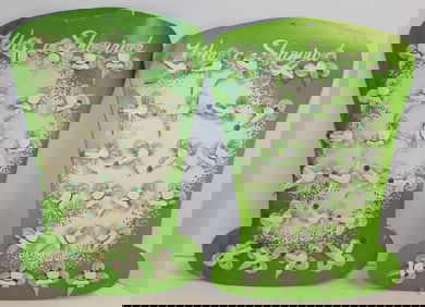 St. Patrick's Day chenille pins - pipes & top hats fastened to cardboard leprechaun hats - approx