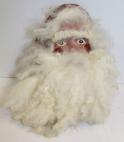Papier Mache, cardboard & wool Santa mask