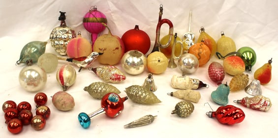 Large lot of misc antique & vintage glass Christmas Ornaments
