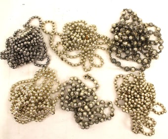 Lot of 6 antique glass silver bead garlands