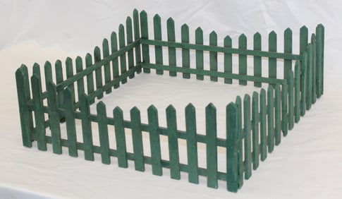 Antique wooden painted green Christmas tree fence - 5 1/2" tall x 15 1/2"x16 1/2"