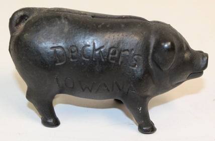 Antique cast iron Pig still bank - 2 1/2" tall x 4 1/2" long