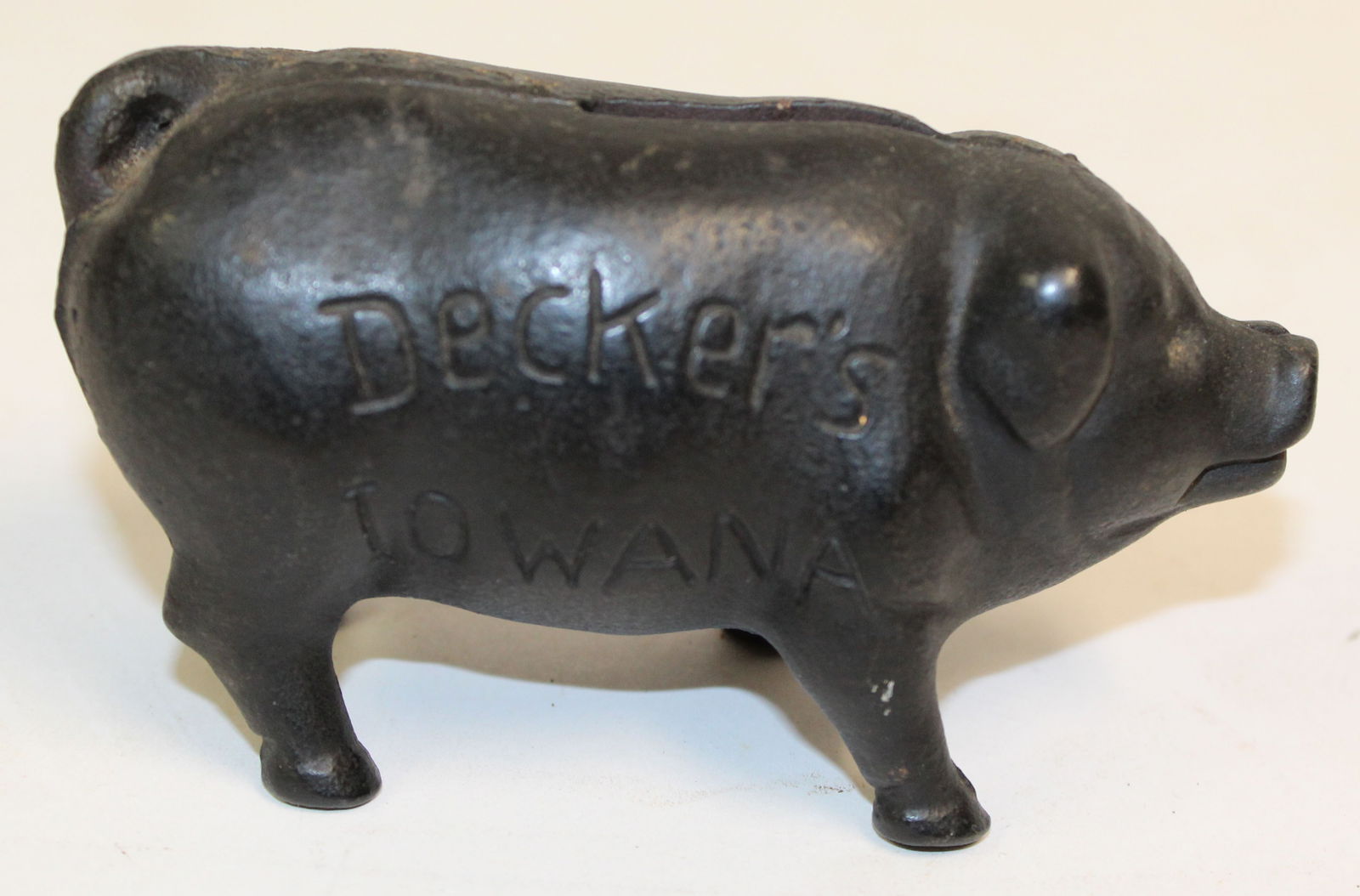 Antique cast iron Pig still bank - 2 1/2" tall x 4 1/2" long (1 of 3)
