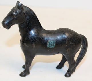 Antique Arcade cast iron horse still bank w orig Arcade label - 4 1/2" tall x 5" long