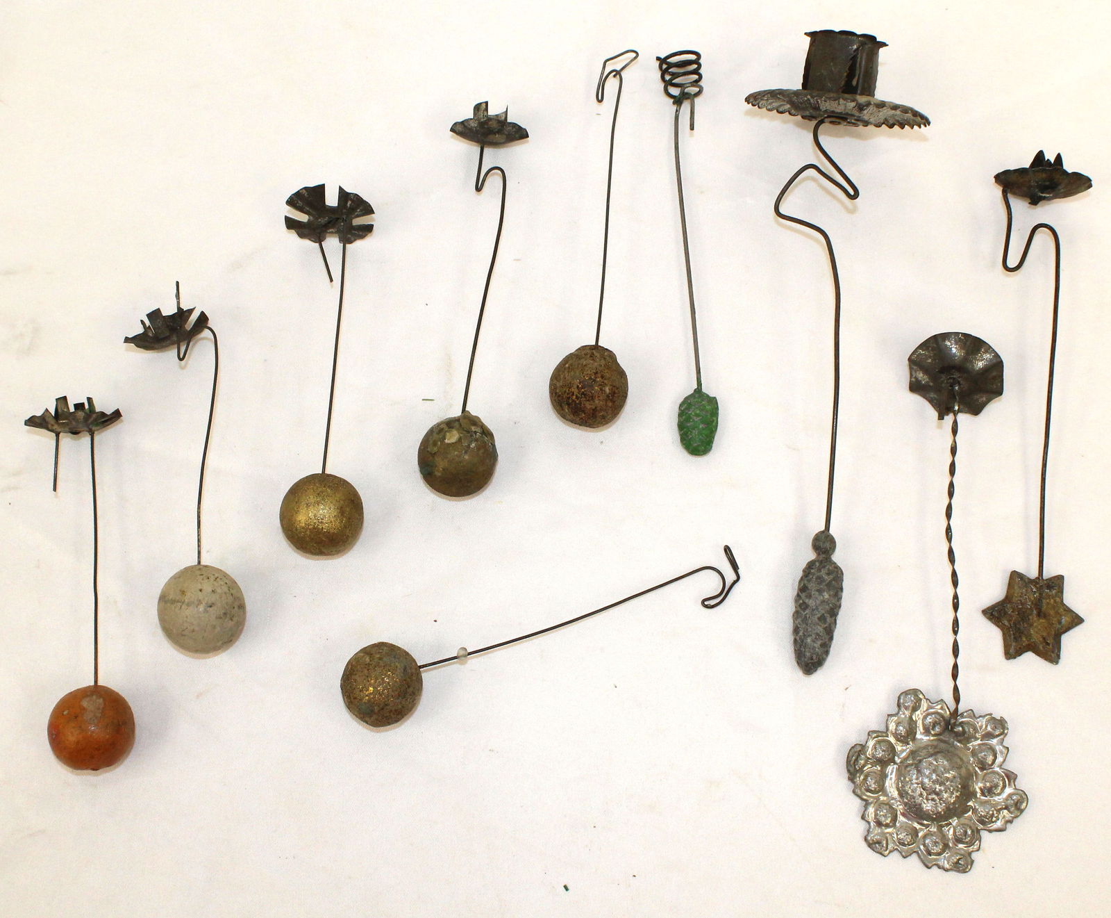 Lot of antique Christmas tree candle holders - 5" - 8 1/2" (1 of 6)