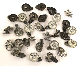 Lot of silver Christmas tree candle clips w pine cone shaped clips