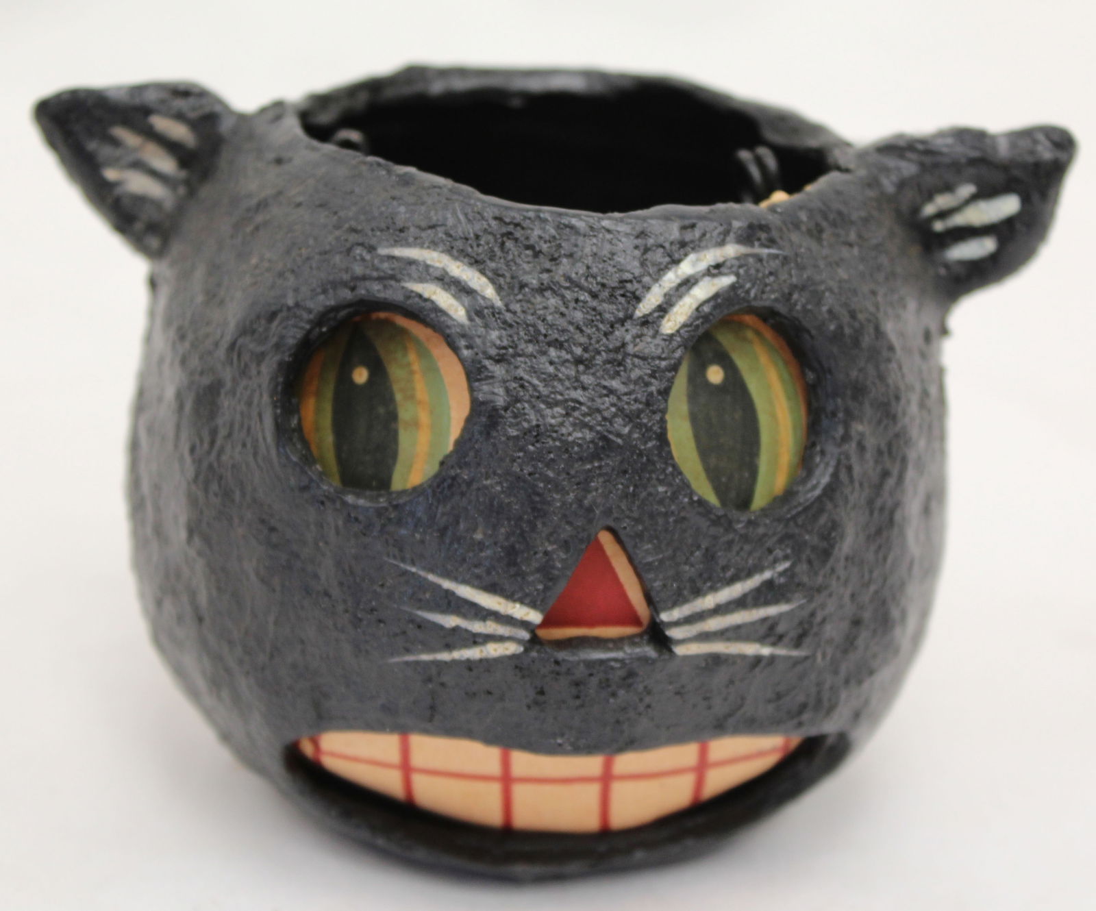 Vintage black cat Halloween lantern/pail - 3 1/2" tall x 4 1/2" diam (1 of 6)