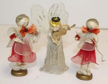 Lot of 3 contemporary Christmas angels - 4 1/2" - 5 1/2" tall