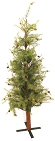 Christmas tree w pine cone decorations on X base - 63" tall