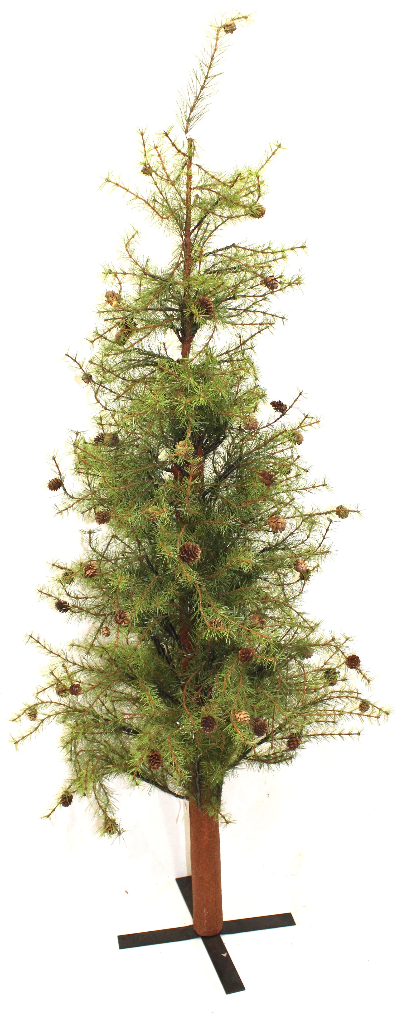 Christmas tree w pine cone decorations on X base - 63" tall (1 of 5)