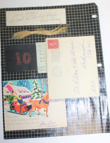 Vintage/antique scrapbook page w Holiday postcards, drawings, etc