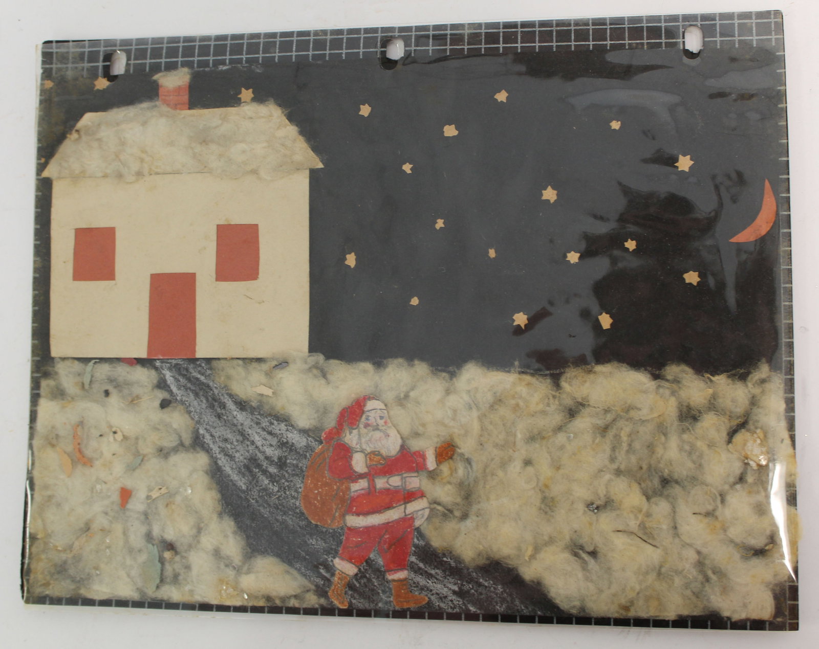 Vintage/antique scrapbook page w Holiday drawings, etc: Vintage/antique scrapbook page w Holiday drawings, etc