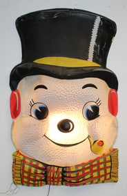 Vintage plastic outdoor light up Christmas decoration of a snowman - 30" tall