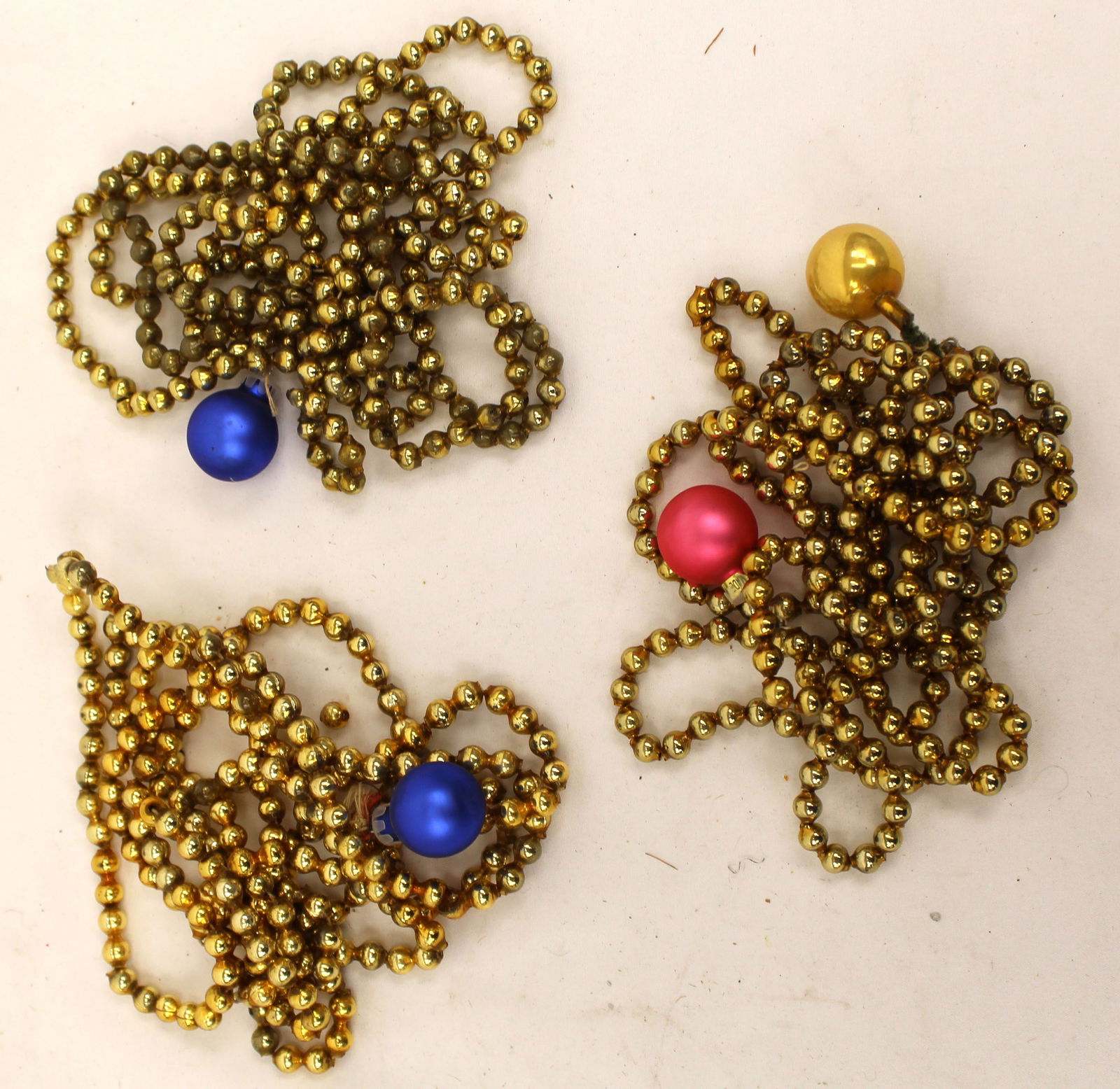 Lot of 3 antique glass bead garlands: Lot of 3 antique glass bead garlands