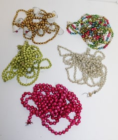 Lot of 5 antique glass bead garlands