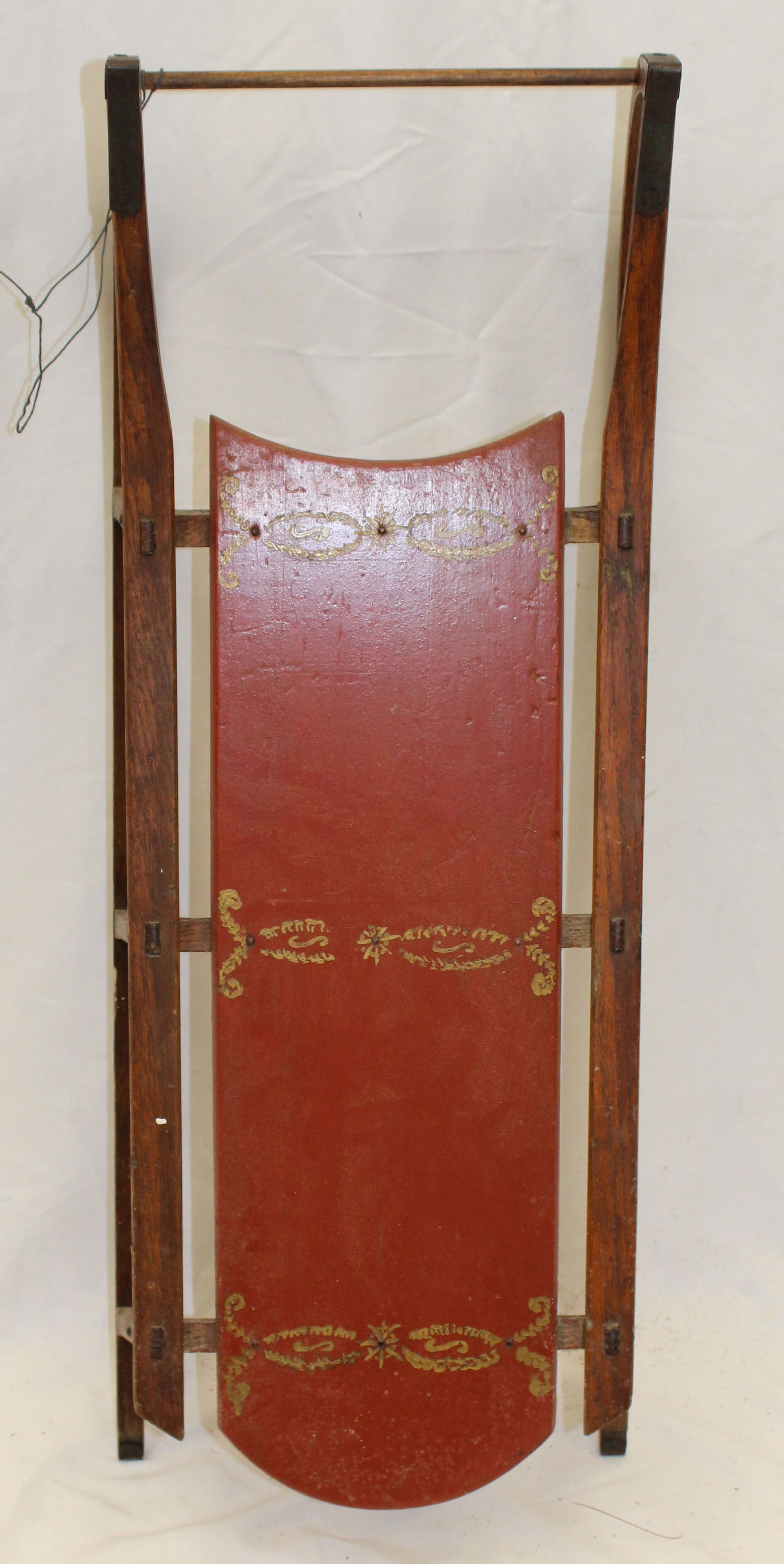 Antique wooden painted sled w wooden runners - 12"x32"x13" (1 of 4)