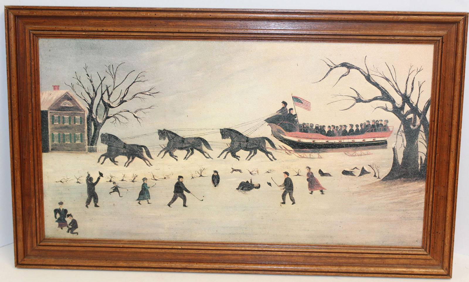 Antique style winter scenic framed print - overall framed size 16"x21" (1 of 6)