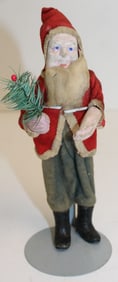 Vintage Japanese Santa w feather tree - 8" tall