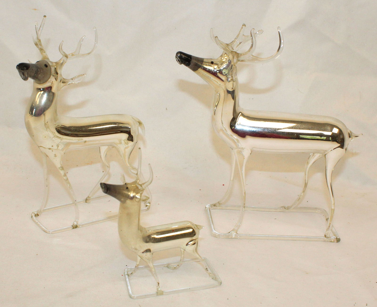 Lot of 3 Mercury Glass Reindeer - 3 1/2", 6" & 7" (1 of 12)