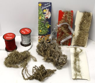 Lot of tinsel, ribbon & icicle garlands
