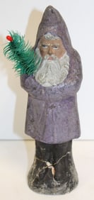 Antique German Belsnickle in rare purple coat - as found - 8" tall