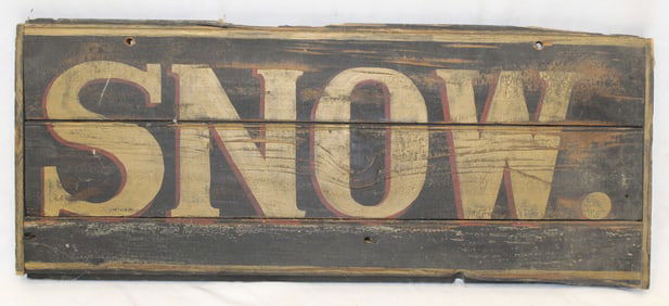 Vintage wooden painted sign "SNOW" - 12”x19”