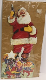 Vintage cardboard cut out Coca Cola Santa stand up advertisement decoration - 26" tall