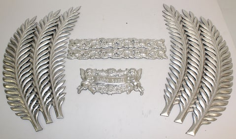 Vintage Dresden silver ornamental pieces - pieces are approx 18"x4" & 8"x4"
