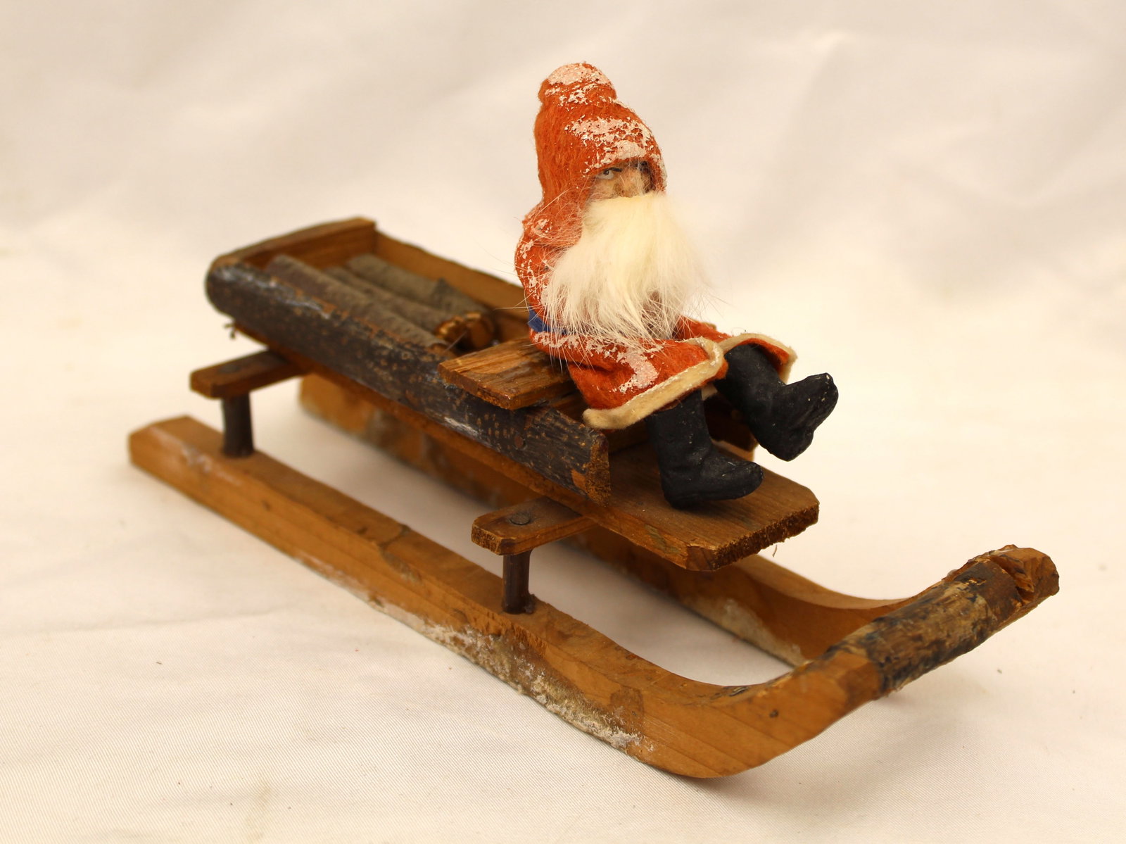 Antique German Santa on sled - 4 1/2" tall x 7 1/2" long: Antique German Santa on sled - 4 1/2" tall x 7 1/2" long
