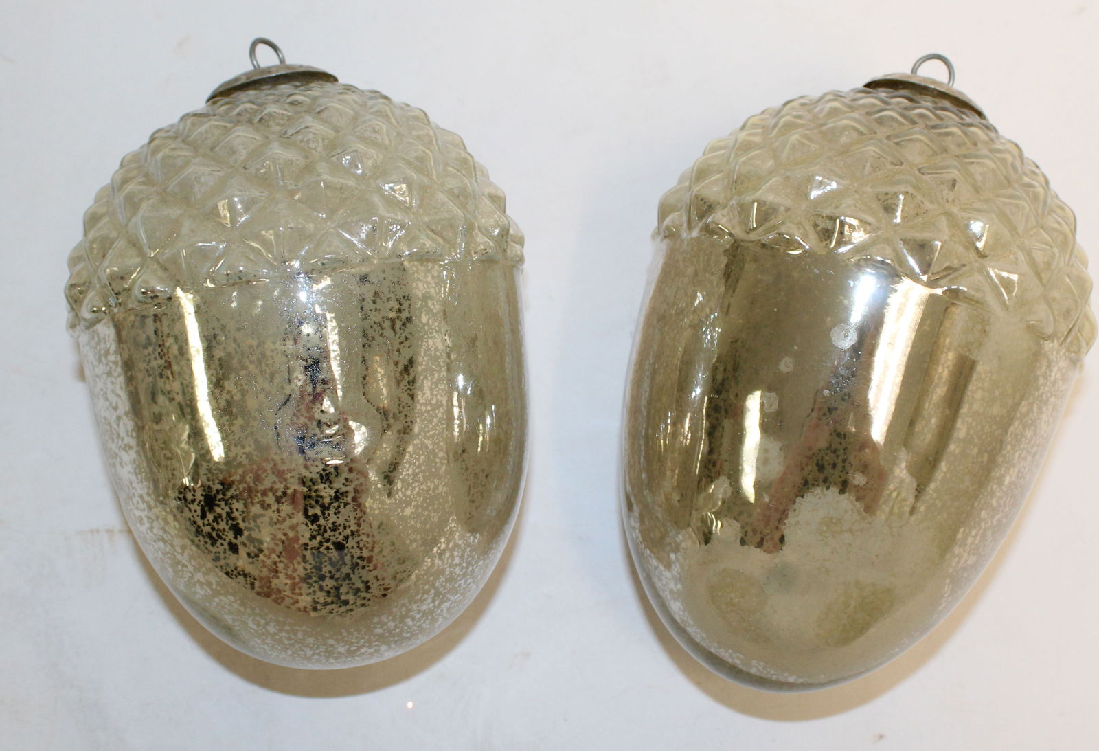 Lot of 2 large mercury glass acorn kugels - 7" (1 of 4)