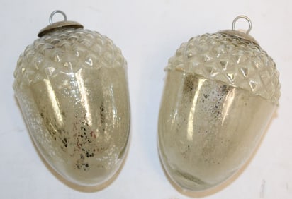 Lot of 2 small mercury glass acorn kugels - 4 1/2"