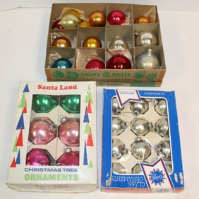 Lot of vintage glass Christmas ornaments in boxes - incl Shiny Brite