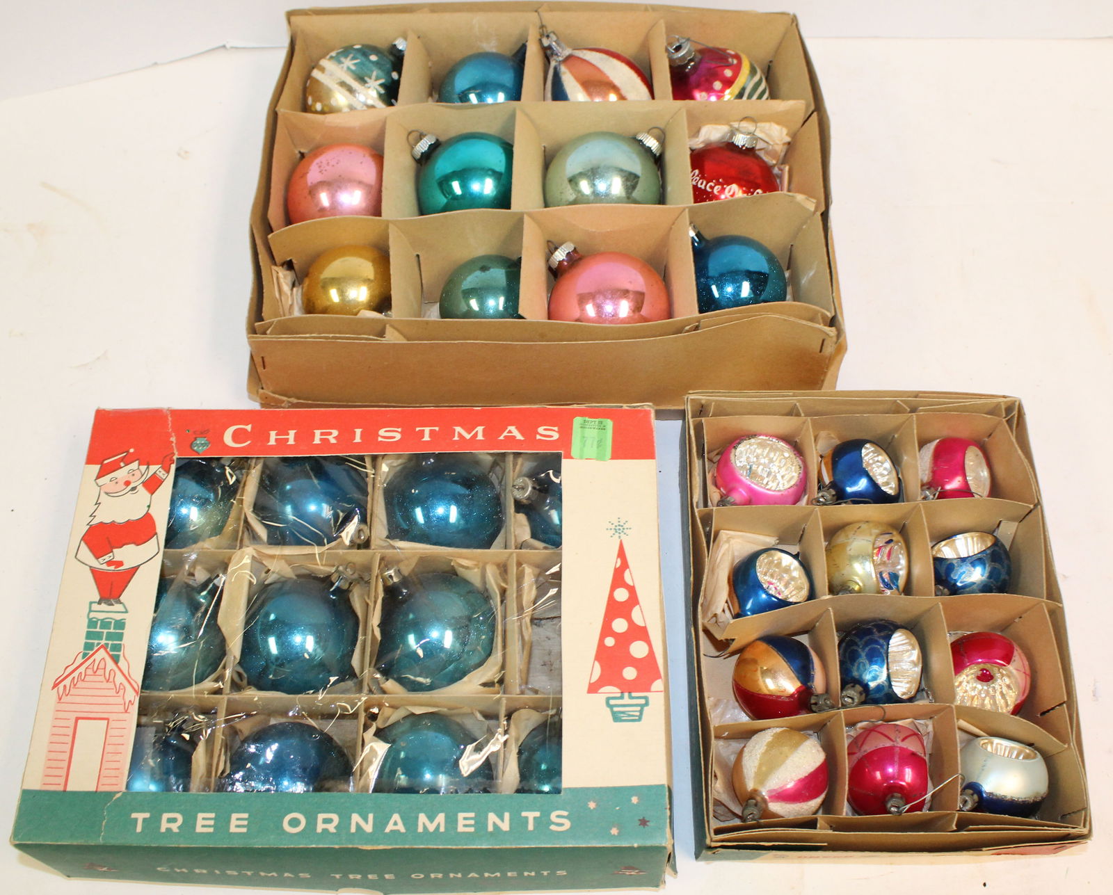 Lot of vintage glass Christmas ornaments in boxes - incl Shiny Brite: Lot of vintage glass Christmas ornaments in boxes - incl Shiny Brite